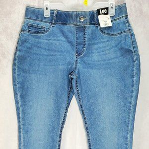 LEE WOMEN'S 36" ANTIQUE INDIGO MID-RISE PULL ON STRETCH JEGGINGS